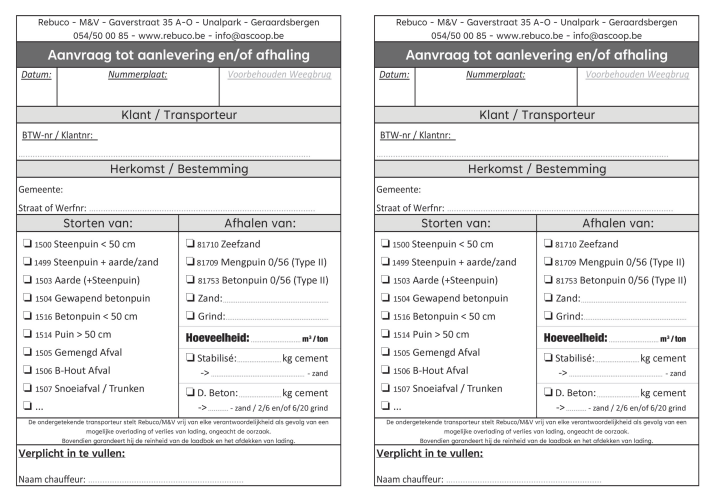 Aanvoer- / Afvoer- Document
